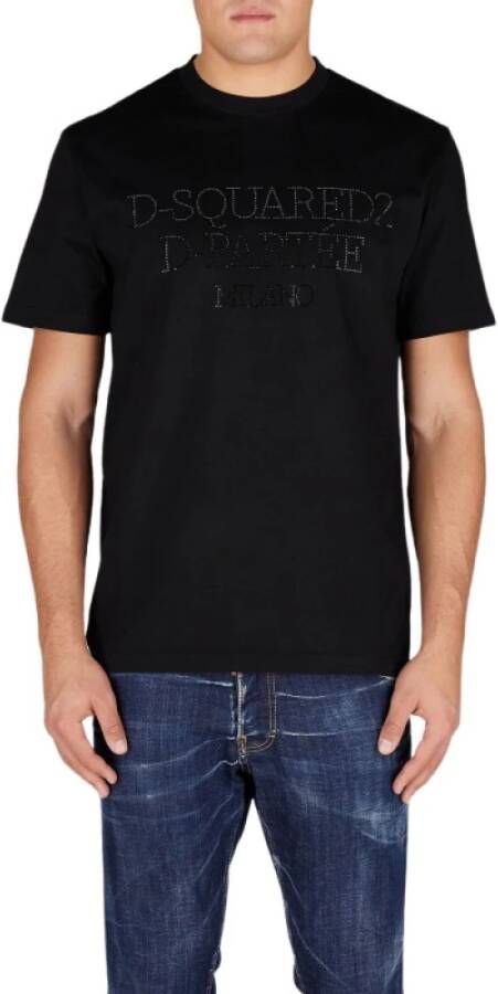 Dsquared2 Zwart Katoenen Rhinestone T-Shirt voor Heren Black Heren