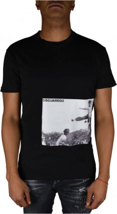 Dsquared2 Zwart Katoenen T-Shirt met Bruce Lee Grafische Print Zwart Heren