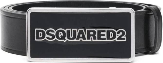Dsquared2 Stijlvolle Leren Riem met Logo Gesp Zwart Heren