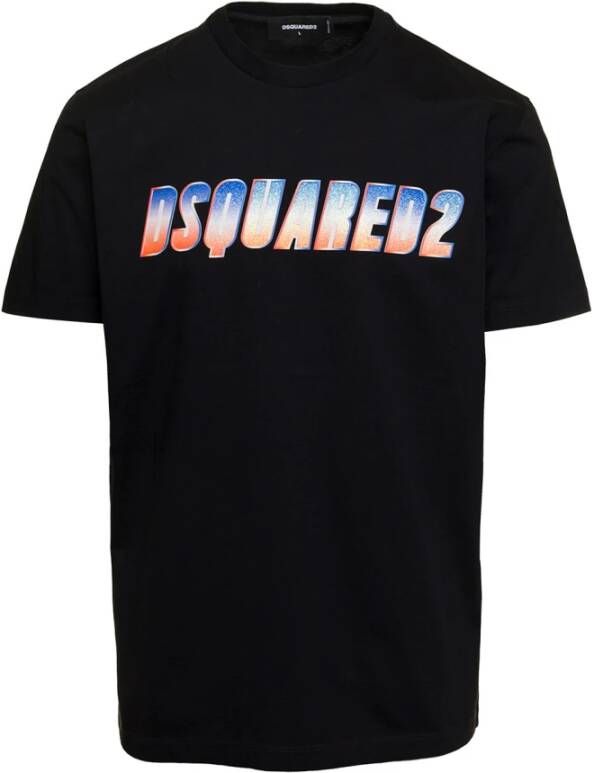Dsquared2 Glitter-Embellished Logo Print T-Shirt Black Heren