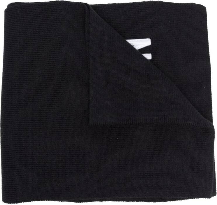 Dsquared2 Zwarte Geribbelde Wollen Sjaal met Logo Black Heren