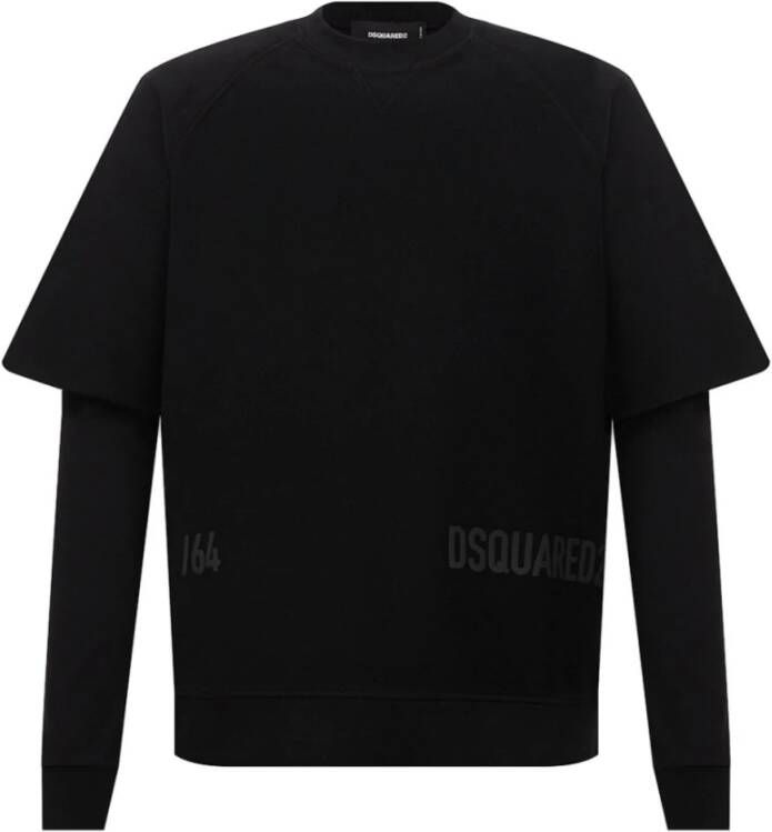 Dsquared2 Zwart Logo Sweatshirt Lange Mouw 100% Katoen Zwart Heren