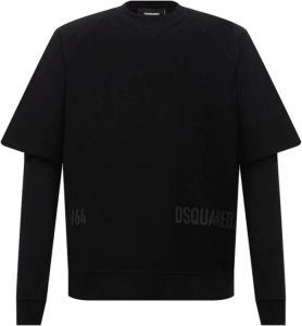 Dsquared2 Zwart Logo Sweatshirt Lange Mouw 100% Katoen Zwart Heren