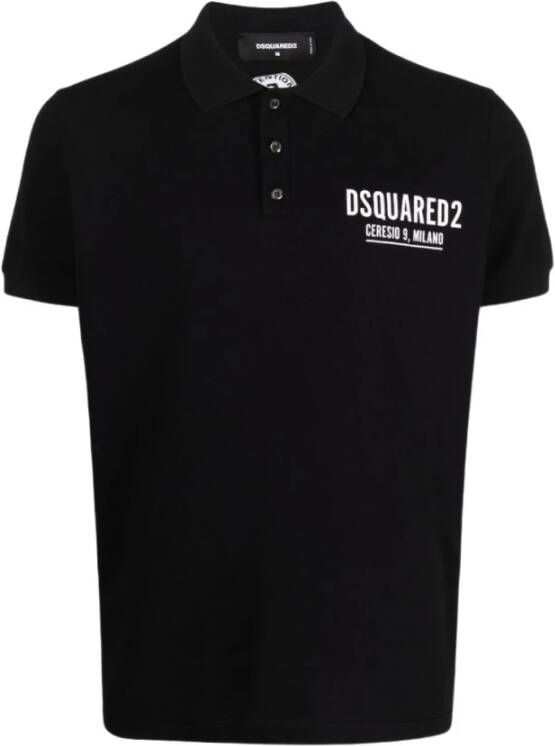 Dsquared2 Zwart Polo T-Shirt met knoopsluiting Zwart Heren