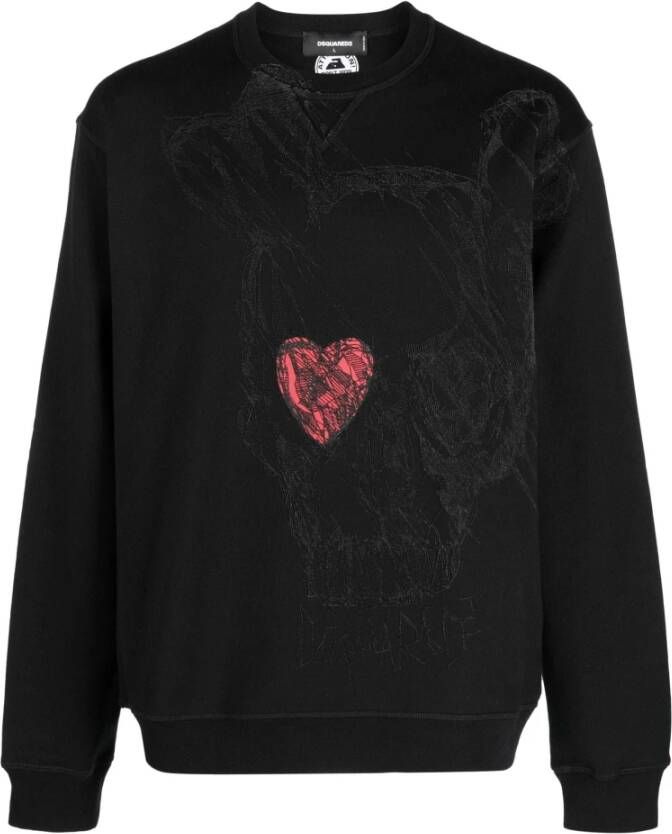 Dsquared2 Zwart Skull-Print Katoenen Sweatshirt Zwart Heren