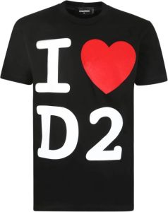 Dsquared2 Zwart Slogan Print Katoenen T-Shirt voor Heren Zwart Heren