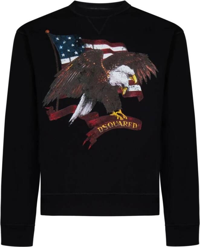 Dsquared2 Zwart Sweatshirt met Adelaarsprint voor Heren Zwart Heren