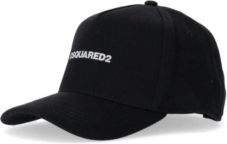 Dsquared2 Zwarte Baseballpet met Logo Print en Verstelbare Band Zwart Heren