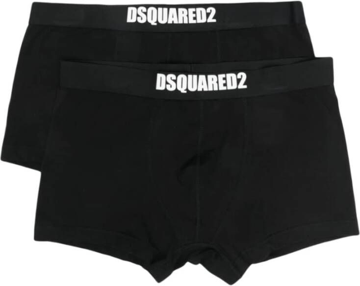 Dsquared2 Zwarte Boxershorts met Elastische Logoband Zwart Heren