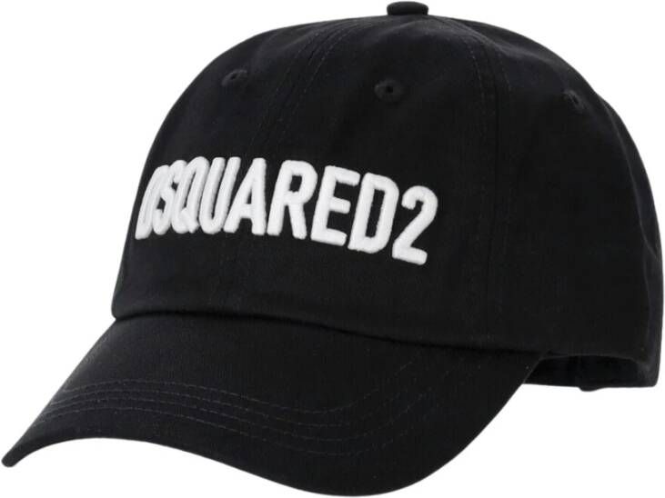 Dsquared2 Zwarte en witte D2 Logo baseballpet Zwart Heren
