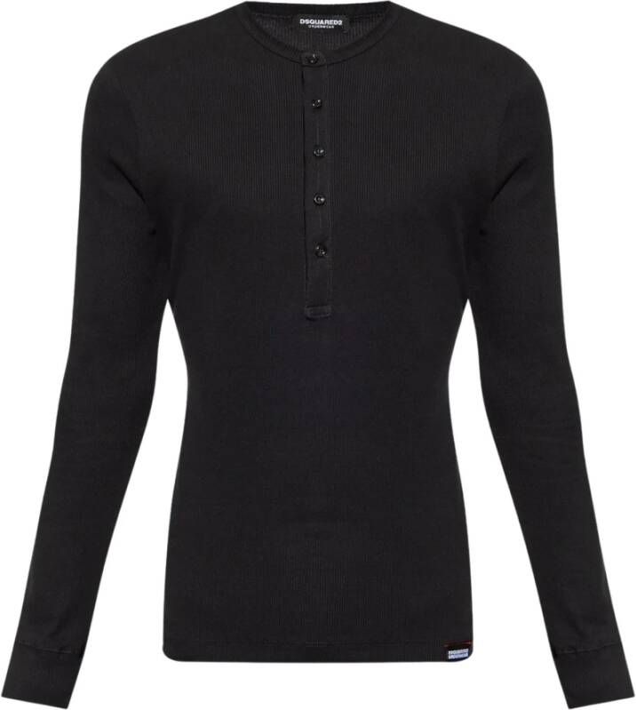 Dsquared2 Zwarte geribbelde T-shirt van Underwear-lijn Zwart Heren