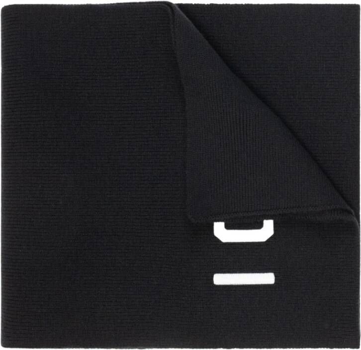 Dsquared2 Zwarte Geribbelde Wollen Sjaal met Logo Zwart Heren
