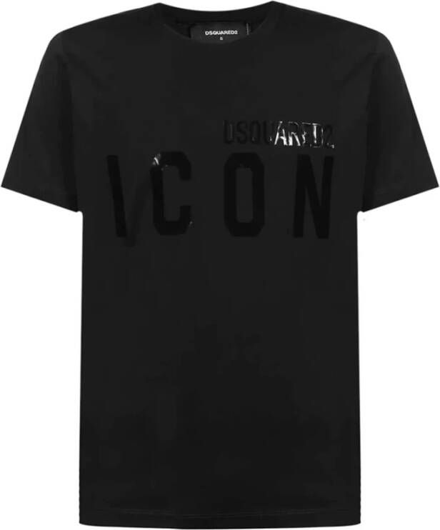 Dsquared2 Zwarte Heren T-Shirt met Unieke Clic Icon Print Zwart Heren