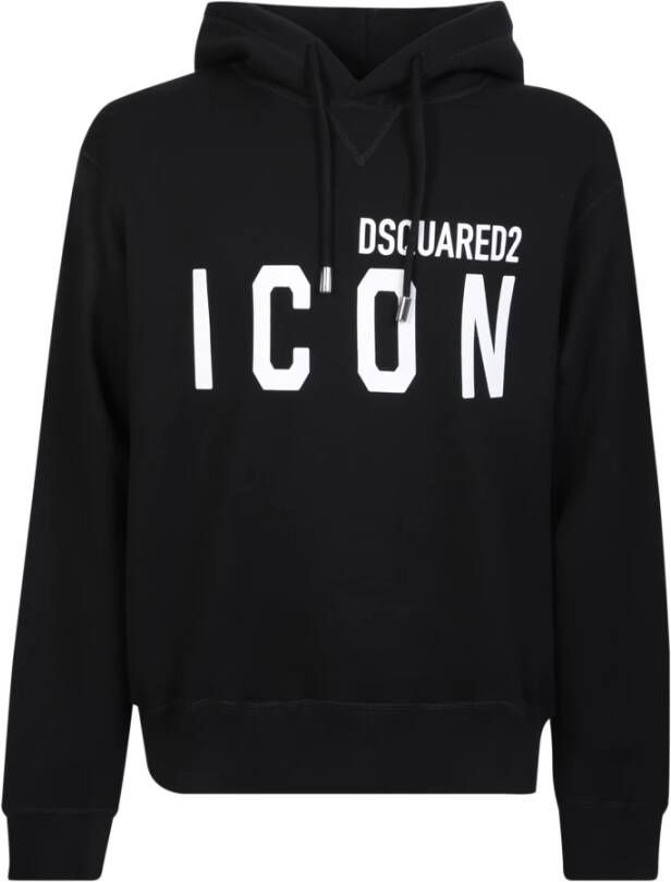 Dsquared2 Zwarte iconische hoodie met logo print Black Heren