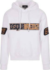 Dsquared2 Zwarte katoenen hoodie met contrasterend borduurwerk Wit Heren