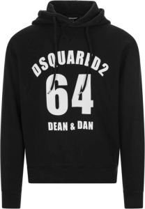 Dsquared2 Zwarte katoenen hoodie met contrasterende details Zwart Heren