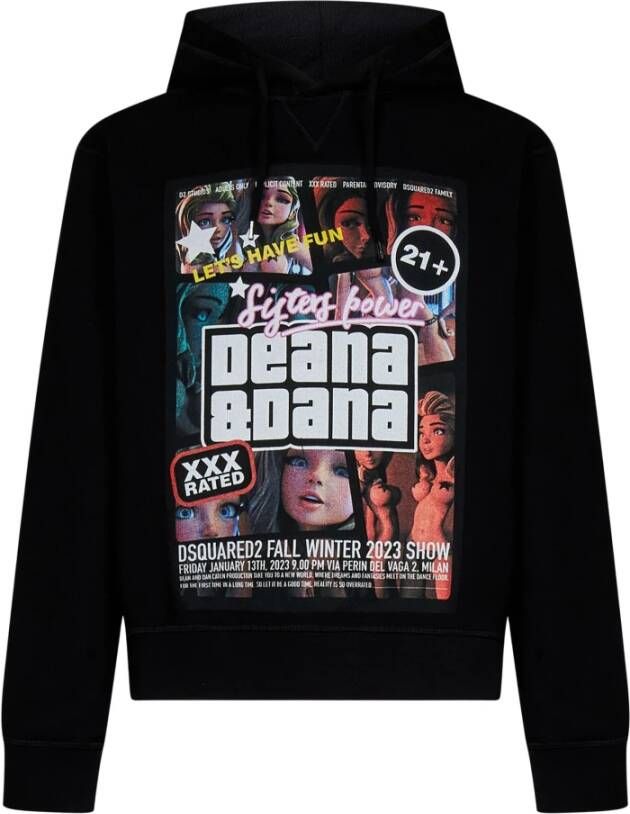 Dsquared2 Zwarte Katoenen Hoodie met Stedelijke Uitstraling Zwart Heren