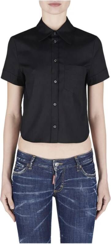 Dsquared2 Zwarte Katoenen Shirt -gro 40 Zwart Dames