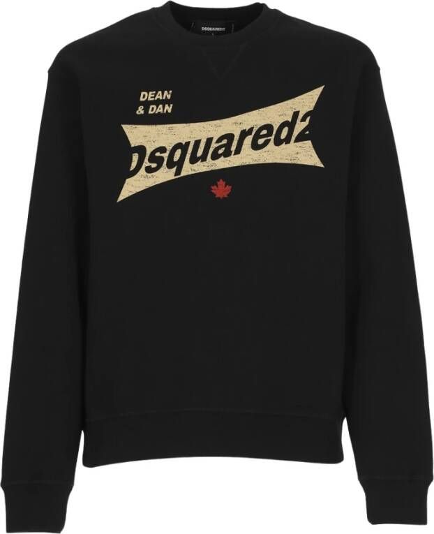 Dsquared2 Zwarte Katoenen Sweatshirt met Contrasterende Logo Print Zwart Heren