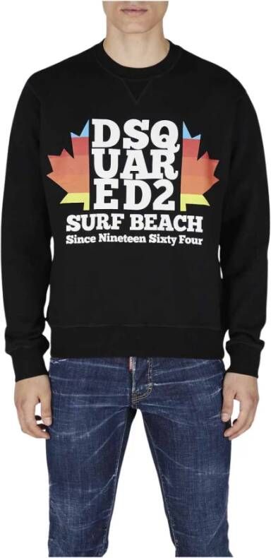 Dsquared2 Zwarte Katoenen Sweatshirt met Logo Print Zwart Heren