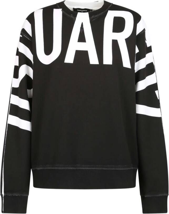 Dsquared2 Zwarte Katoenen Sweatshirt met Ronde Hals Zwart Dames
