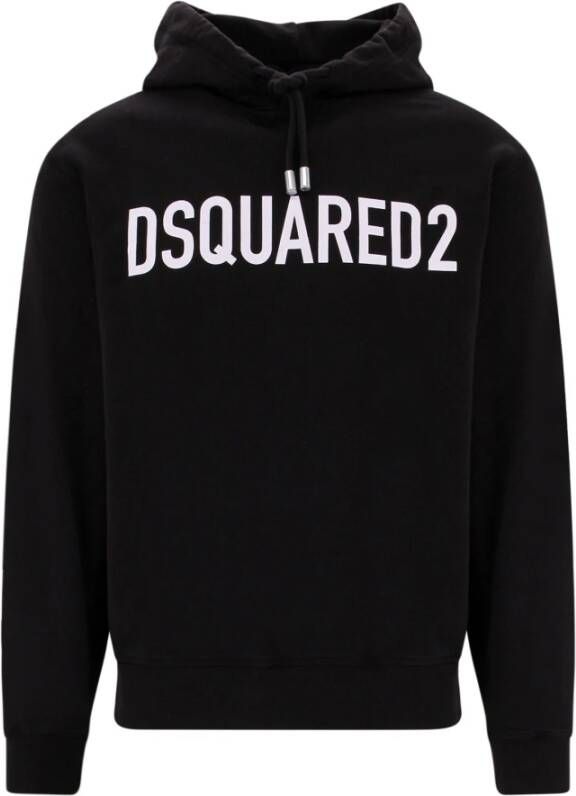 Dsquared2 Zwarte Katoenen Sweatshirt met Verstelbare Capuchon Zwart Heren
