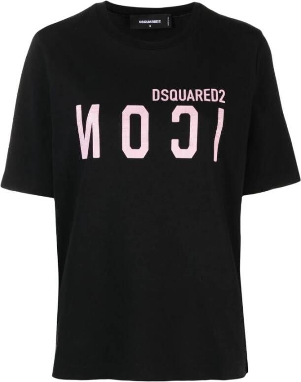 Dsquared2 Zwarte Katoenen T-shirts en Polos Zwart Dames