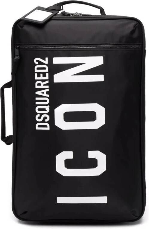 Dsquared2 Zwarte logo koffer met wielen Zwart Heren
