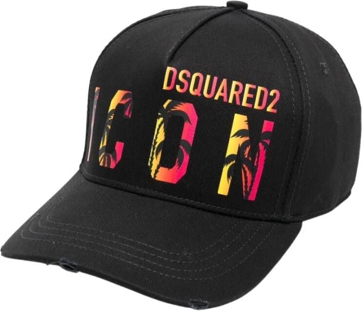 Dsquared2 Zwarte Logo-Print Baseballpet Zwart Heren