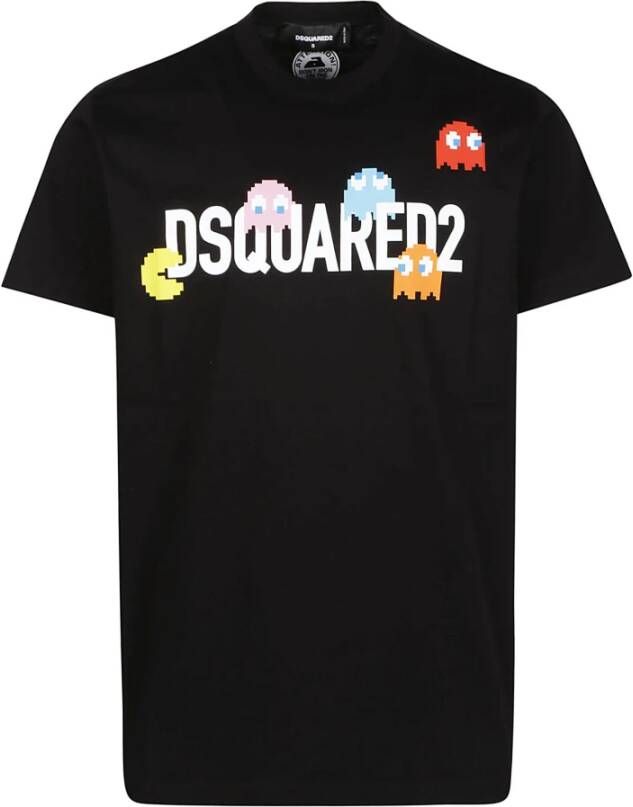 Dsquared2 Zwarte Pac-Man Cigarette Fit T-Shirt Zwart Heren