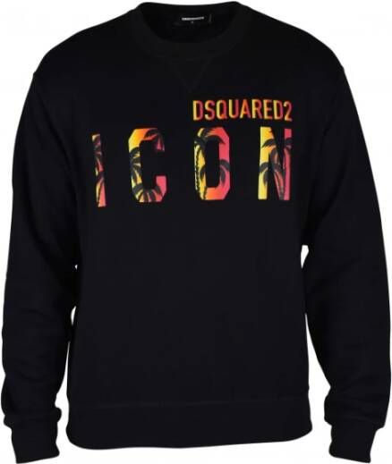 Dsquared2 Zwarte Palm Grafische Sweatshirt Zwart Heren