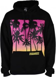 Dsquared2 Zwarte Palm Print Hoodie Sweatshirt Zwart Heren
