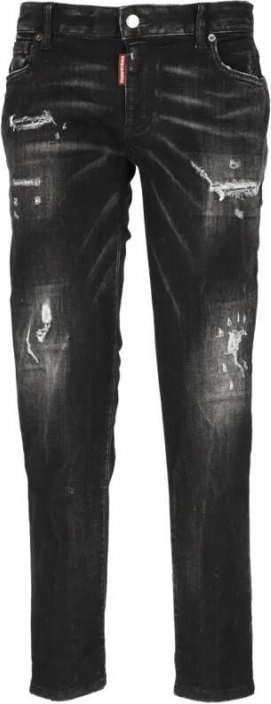 Dsquared2 Zwarte Ripped Slim-Fit Katoenen Jeans Zwart Dames