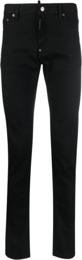 Dsquared2 Slim-Fit Zwarte Jeans met Contraststiksels Zwart Heren