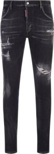 Dsquared2 Zwarte Slim-Fit Jeans van Katoenen Denim met Schuurplekken Zwart Heren