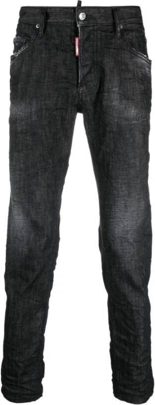 Dsquared2 Zwarte Slim Fit Katoenen Jeans met Vervaagd Denim Zwart Heren