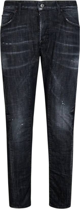 Dsquared2 Zwarte Ss23 Slim-Fit Vernietigde Jeans Zwart Heren
