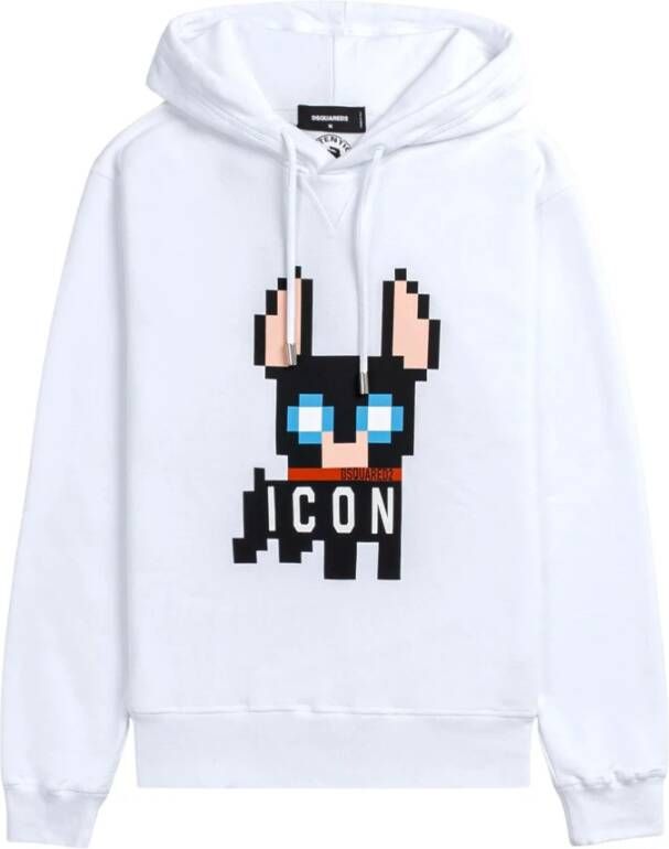 Dsquared2 Zwarte Sweaters met Icon Cool Hoodie Detail Wit Heren