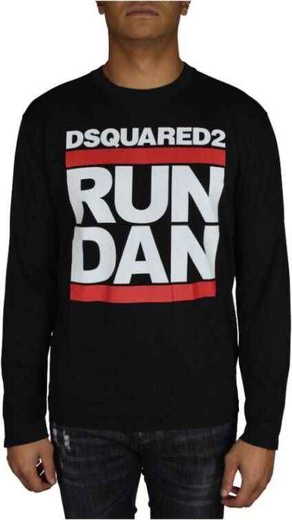 Dsquared2 Zwarte Sweatshirt met Iconische Run Dan Print Zwart Heren