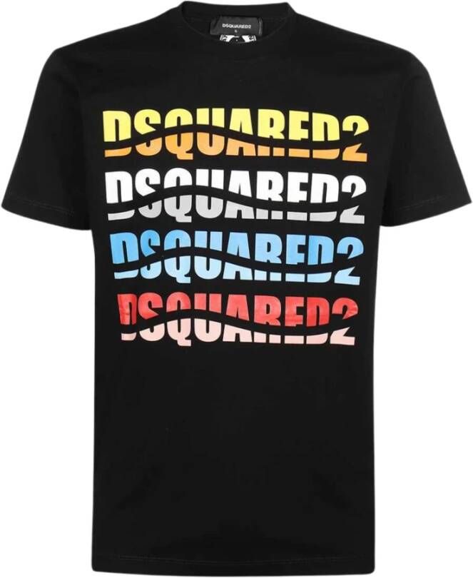 Dsquared2 Zwarte T-shirts en Polos met Multi Print Black Heren