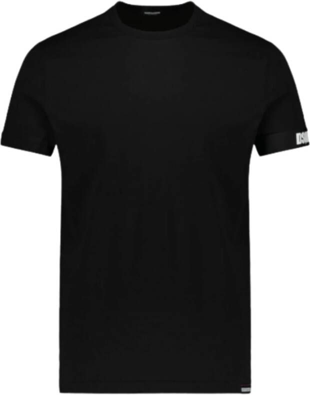 Dsquared2 Zwarte T-shirts en Polos met Ronde Hals en Logo Detail Zwart Heren
