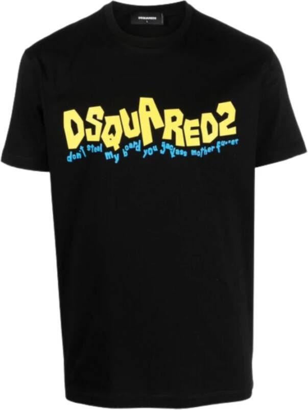 Dsquared2 Zwarte T-shirts en Polos met Unieke Print Black Heren
