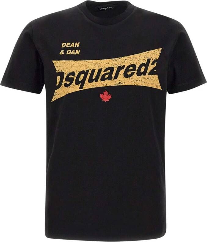 Dsquared2 Aansluitend T-shirt van katoen met logo print Zwart Black Heren