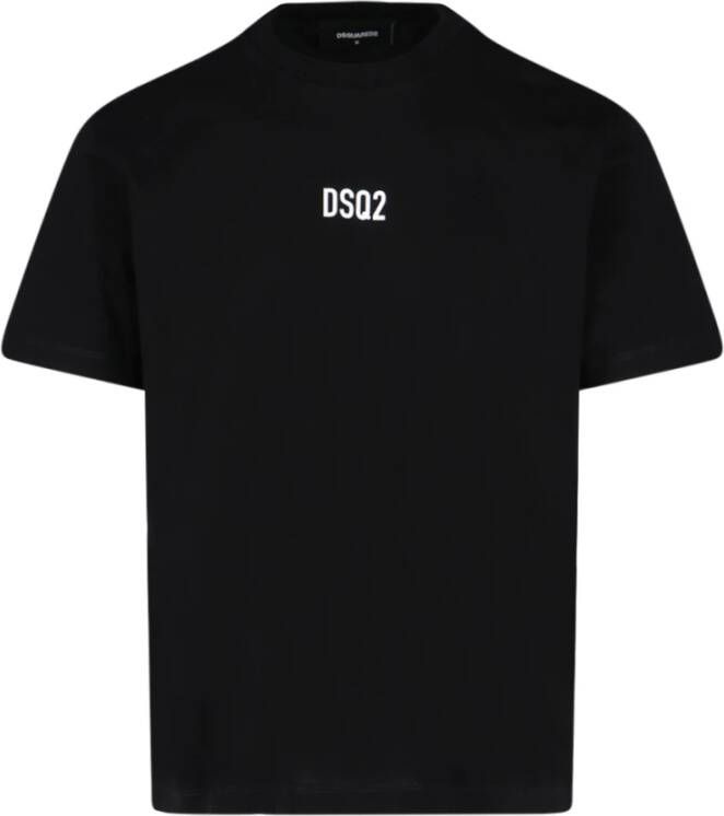 Dsquared2 Zwart Katoenen Crew Neck T-shirt met Logo Print Black Heren