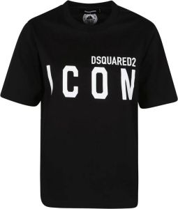 Dsquared2 Zwart Wit Icon Forever Easy T-Shirt Zwart Dames