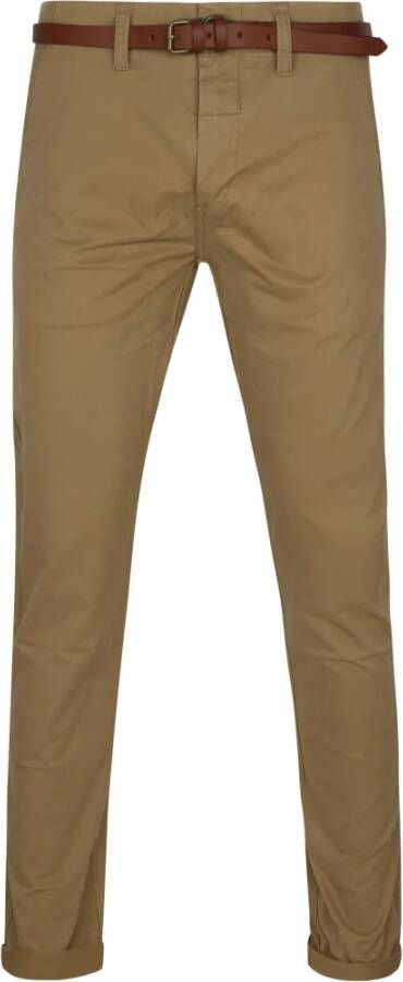Dstrezzed Camel Chino's Presley Chino Pants With Belt Stretch Twill