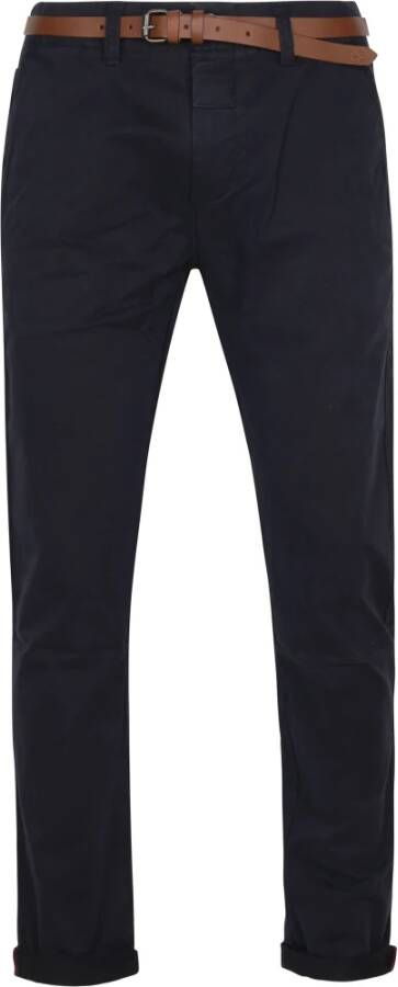 Dstrezzed Donkerblauwe Chino's Presley Chino Pants With Belt Stretch Twill