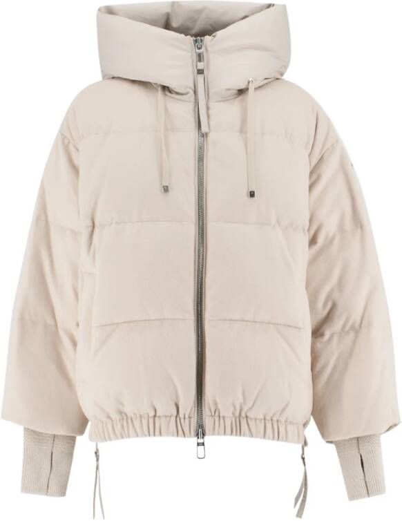 Duno Wollen Mix Donsjas met Capuchon Beige Dames