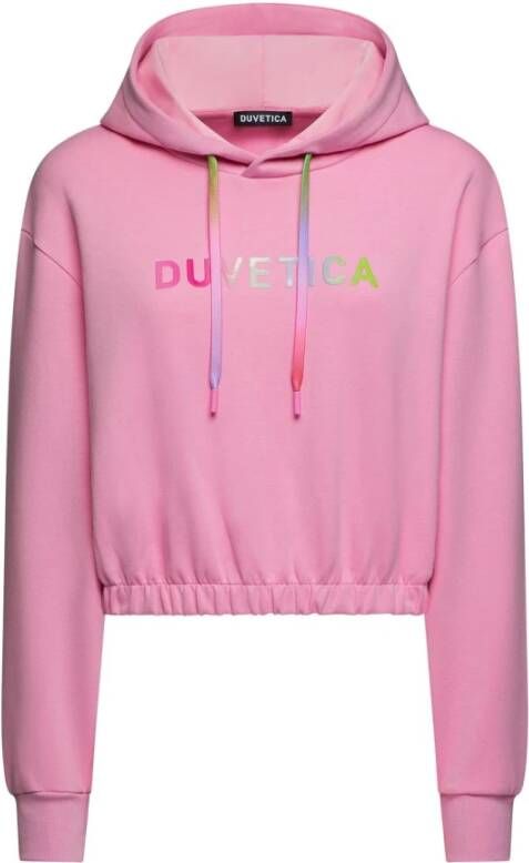 Duvetica Kleurrijke Logo Hoodie voor Dames Roze Dames