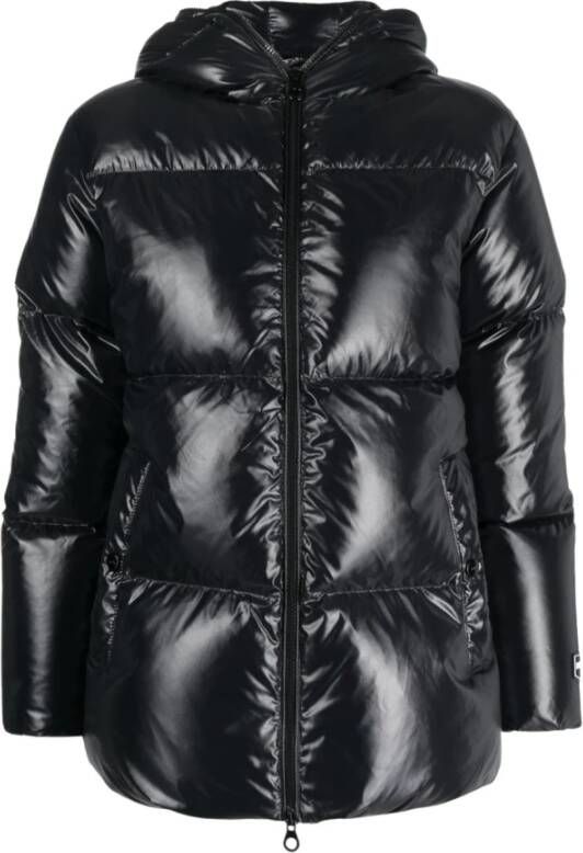 Duvetica Zwarte gewatteerde jas met capuchon voor dames Black Dames